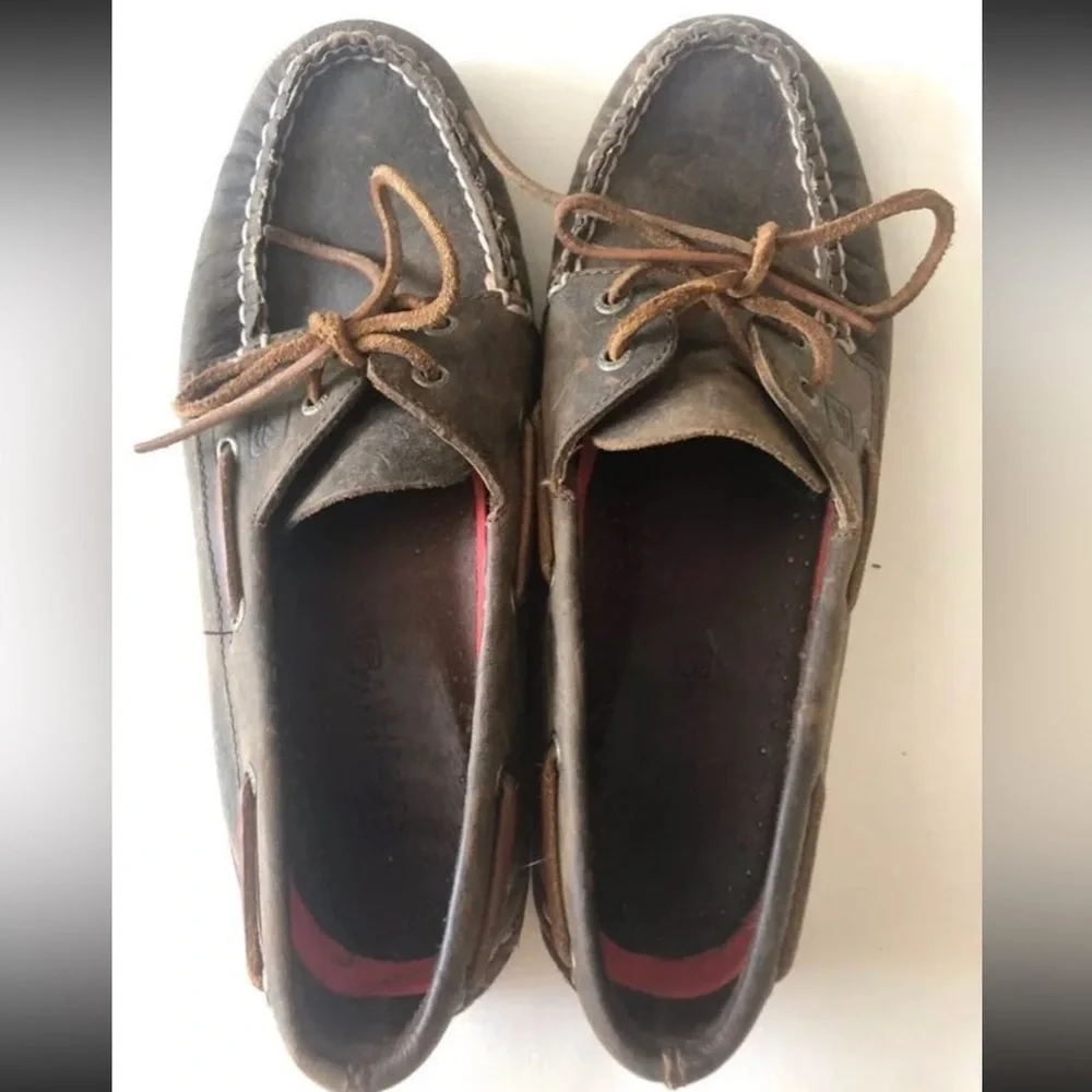 SPERRY TOPSIDER Dark Brown Boat Shoes Size 7.5 EUC